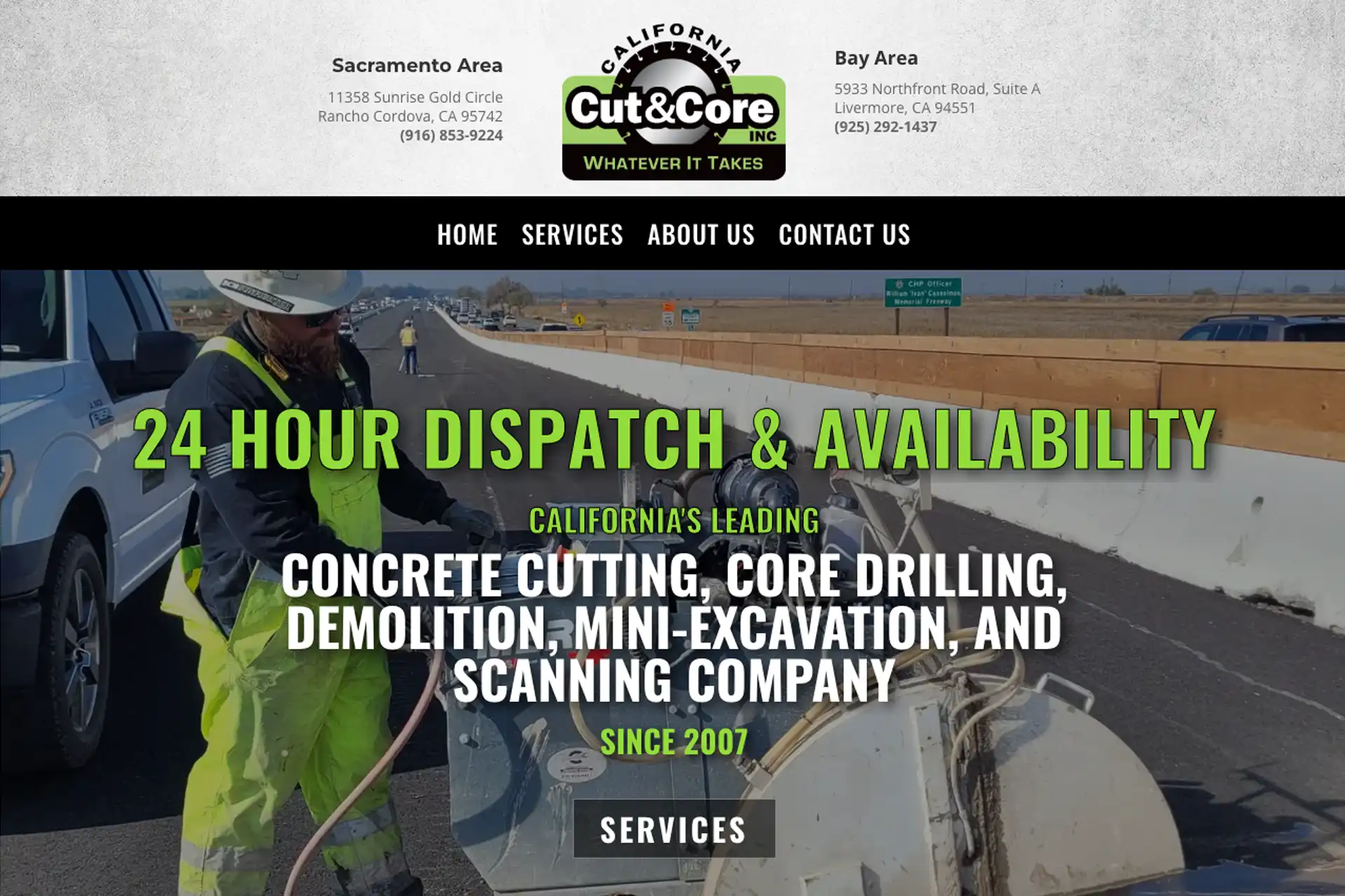 California Concrete Cut and Core website redesign